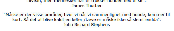 In the book Dog Quotations, (In Danish). In the book Dog Quotations, (In Danish).